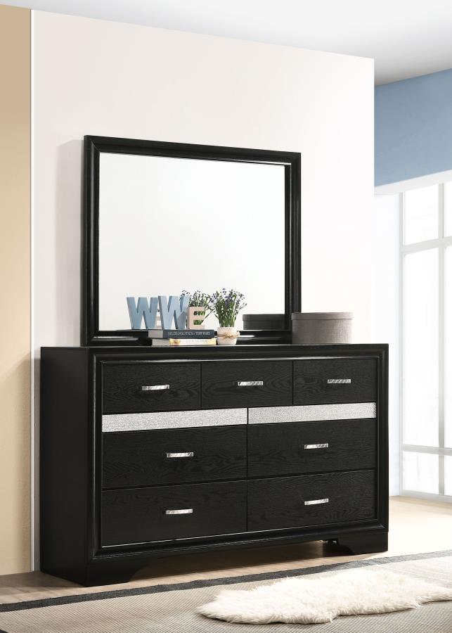 Miranda 7-drawer Dresser with Mirror Black view 2