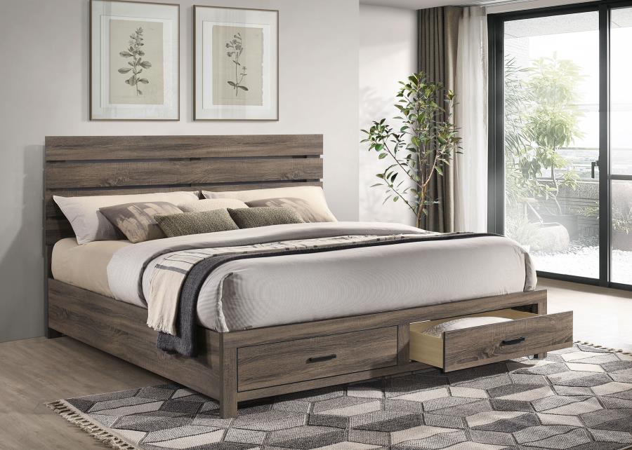 Brantford Wood Eastern King Storage Panel Bed Barrel Oak view 2