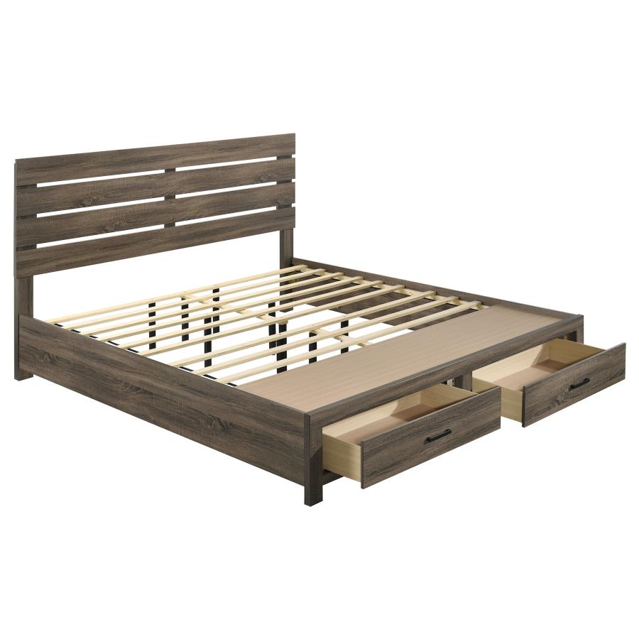 Brantford Wood Eastern King Storage Panel Bed Barrel Oak view 3