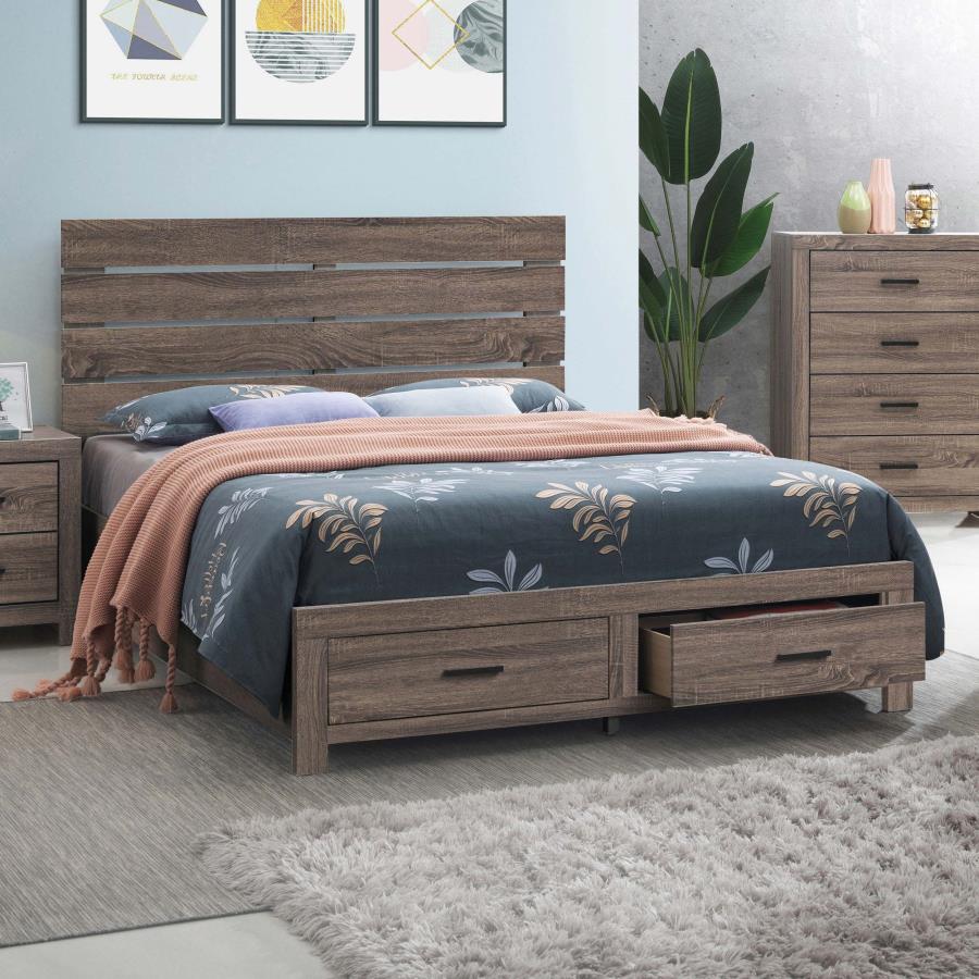 Brantford Wood Queen Storage Panel Bed Barrel Oak view 2