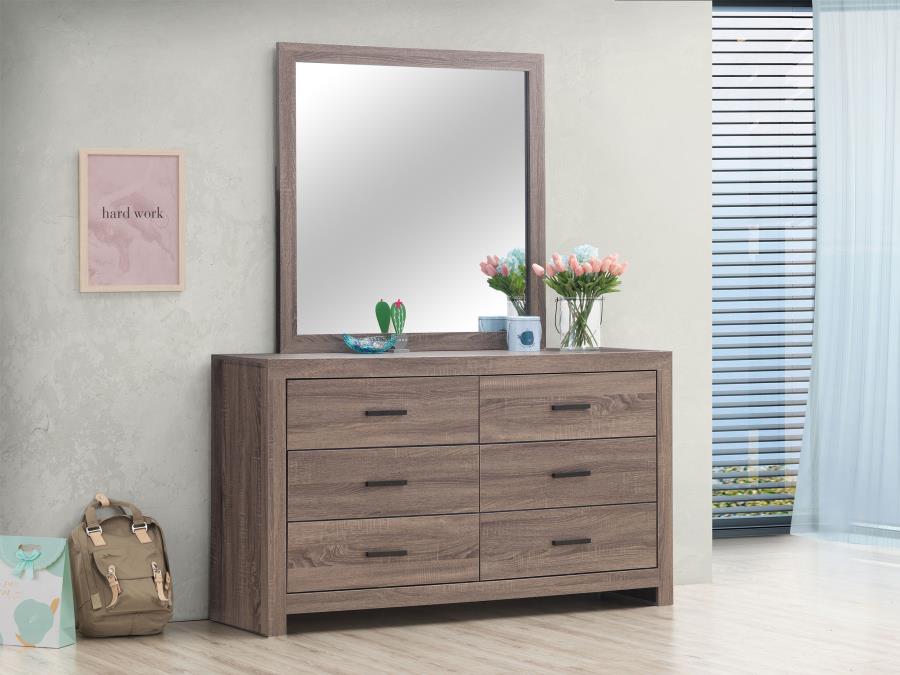 Brantford 6-drawer Dresser with Mirror Barrel Oak view 2