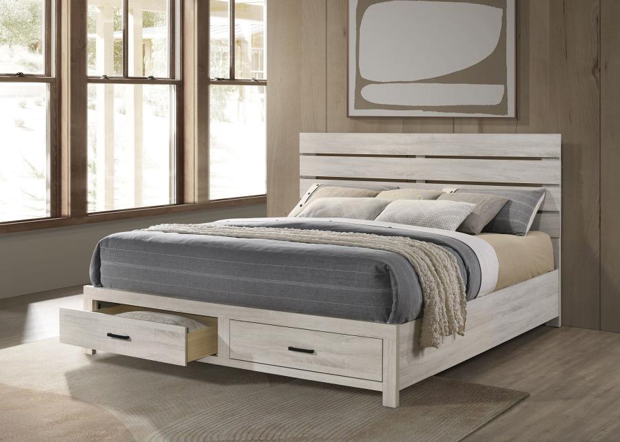 Brantford Wood Eastern King Storage Panel Bed Coastal White view 2