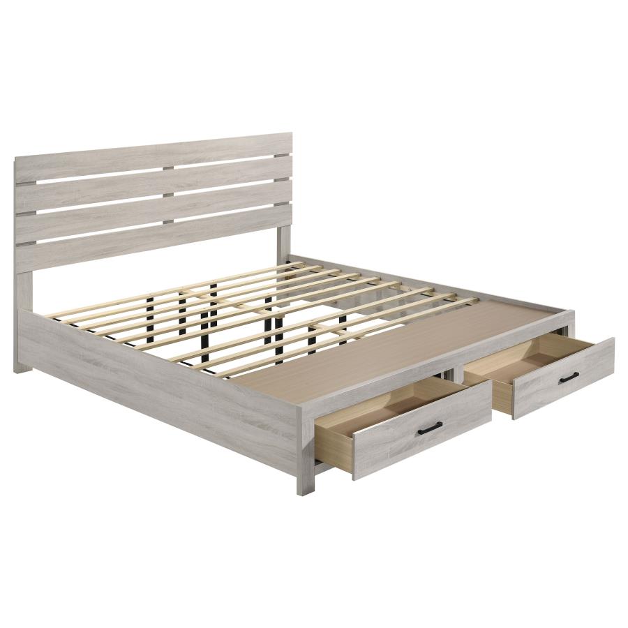 Brantford Wood Eastern King Storage Panel Bed Coastal White view 3