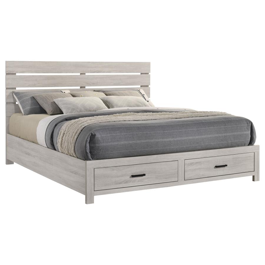 Brantford Wood Eastern King Storage Panel Bed Coastal White view 4