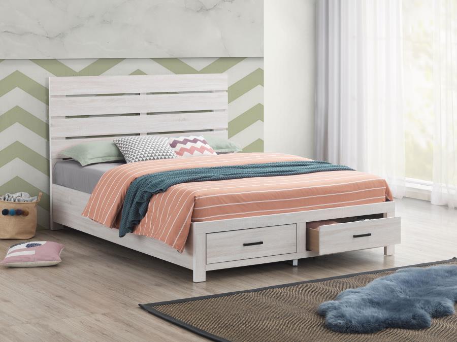 Brantford Wood Queen Storage Panel Bed Coastal White view 2