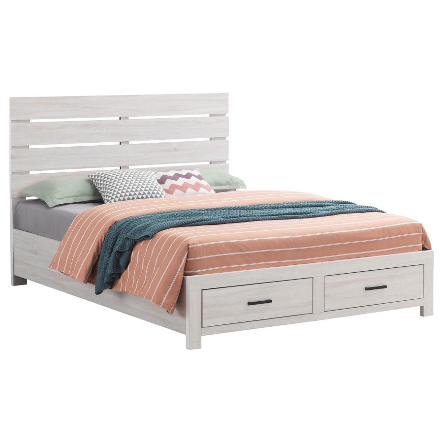Brantford Wood Queen Storage Panel Bed Coastal White view 3