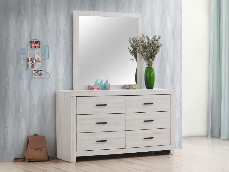Brantford 6-drawer Dresser with Mirror Coastal White view 2