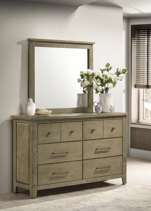 Hazlewood 6-drawer Bedroom Dresser with Mirror Vineyard Oak view 2