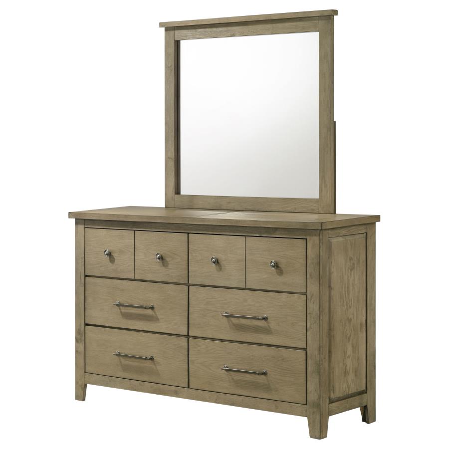 Hazlewood 6-drawer Bedroom Dresser with Mirror Vineyard Oak view 4