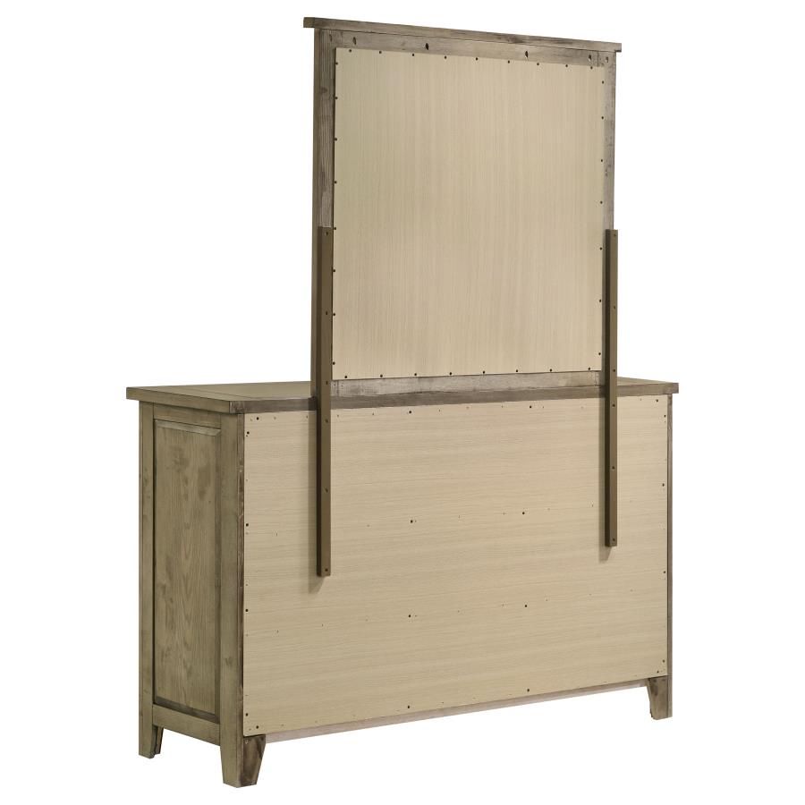 Hazlewood 6-drawer Bedroom Dresser with Mirror Vineyard Oak view 6