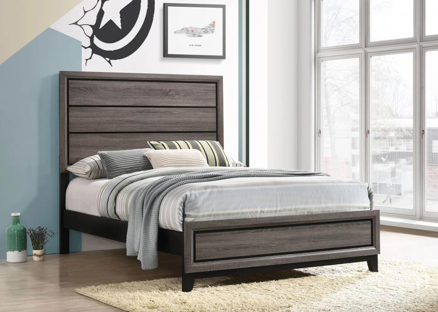 Watson Wood Full Panel Bed Grey Oak view 2