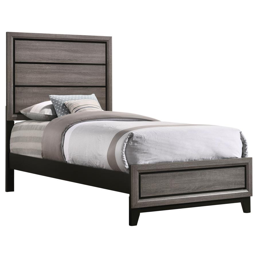 Watson Wood Twin Panel Bed Grey Oak view 3