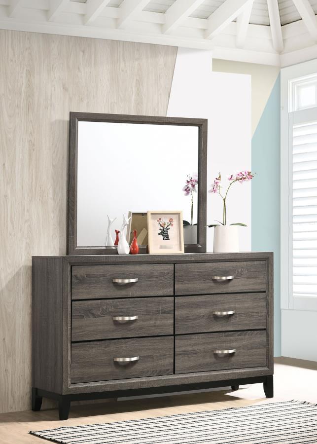 Watson 6-drawer Dresser with Mirror Grey Oak view 2