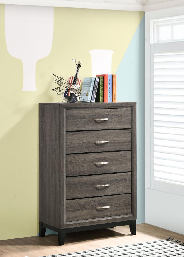 Watson 5-drawer Bedroom Chest Grey Oak view 2