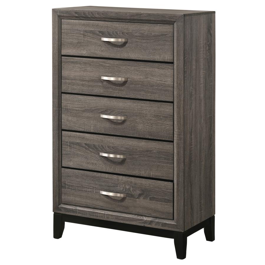 Watson 5-drawer Bedroom Chest Grey Oak view 4