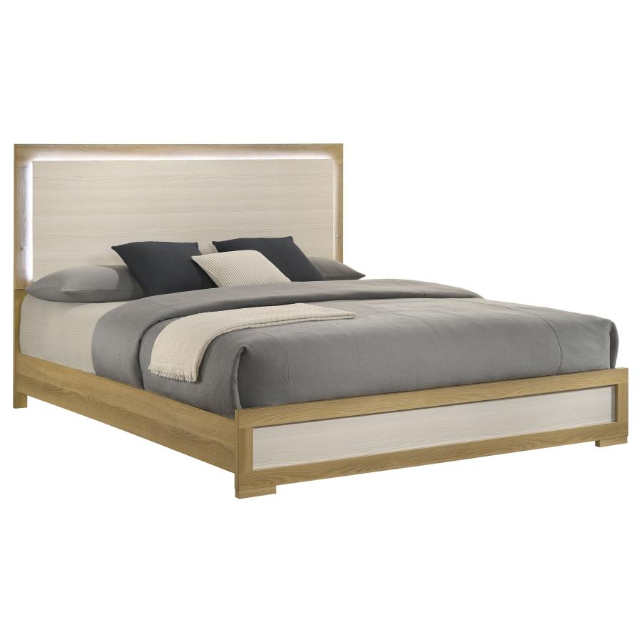 Hyland Eastern King Panel Bed LED Headboard Natural view 3