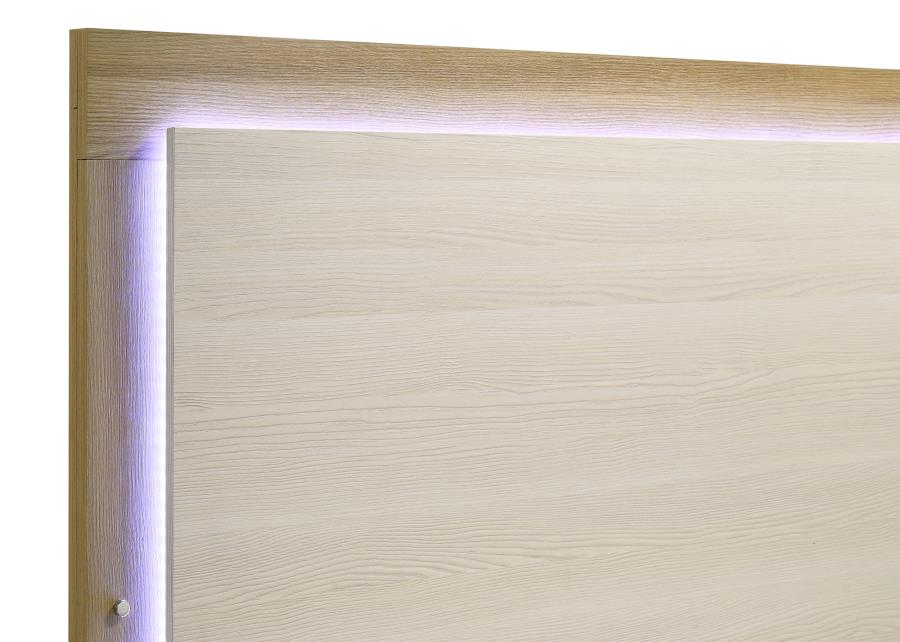 Hyland Wood Queen LED Panel Bed Natural and White view 5