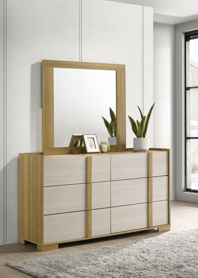 Hyland 6-drawer Dresser with Mirror Natural view 2