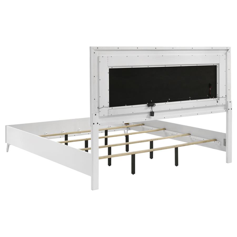 Cassia Eastern King LED Panel Bed White High Gloss view 5