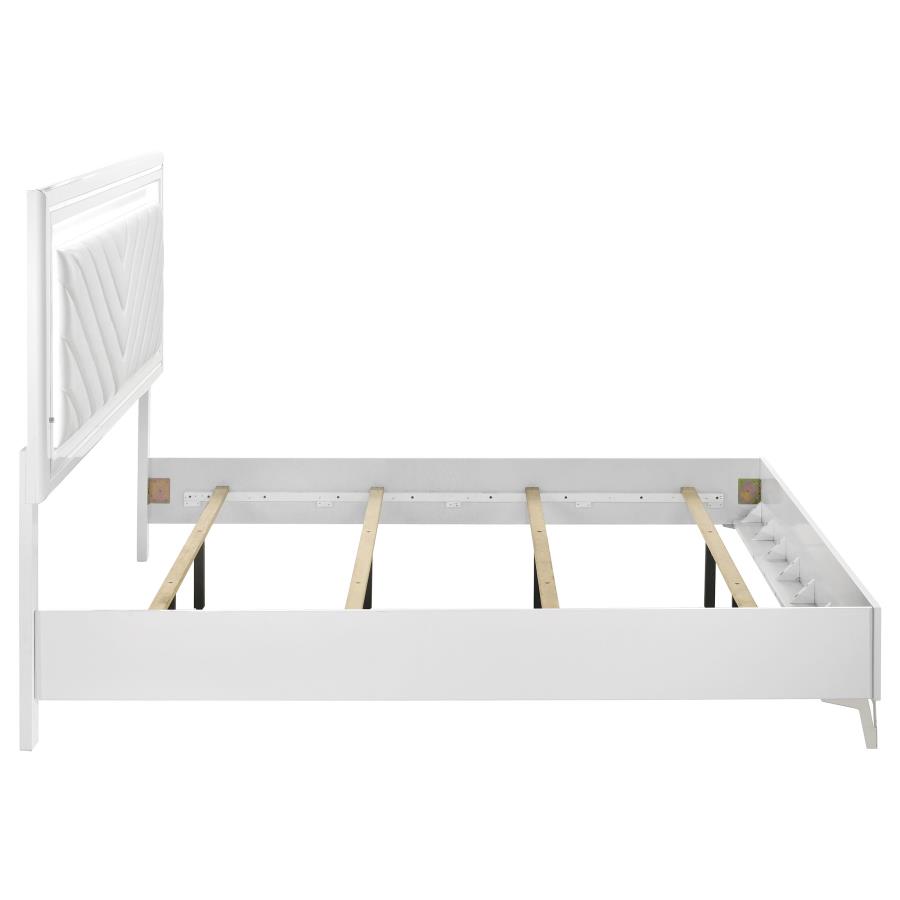 Cassia Eastern King LED Panel Bed White High Gloss view 6
