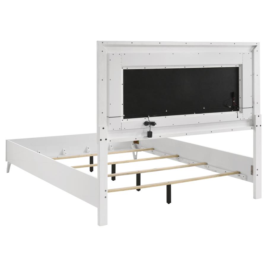 Cassia 4-piece Queen LED Bedroom Set White High Gloss view 4