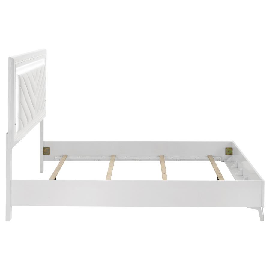 Cassia Queen LED Panel Bed White High Gloss view 6