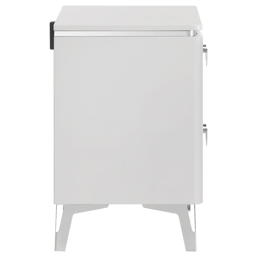 Cassia 2-drawer Nightstand Bedside Table White High Gloss view 6