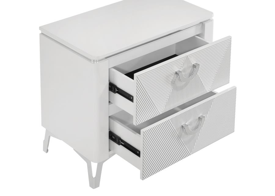 Cassia 2-drawer Nightstand Bedside Table White High Gloss view 7