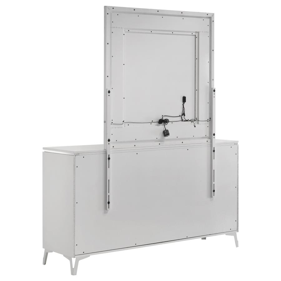 Cassia 6-drawer Dresser Cabinet with Mirror White High Gloss view 4