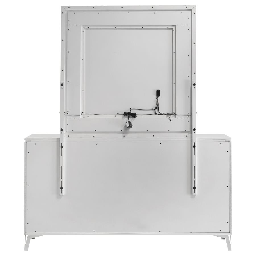 Cassia 6-drawer Dresser Cabinet with Mirror White High Gloss view 5