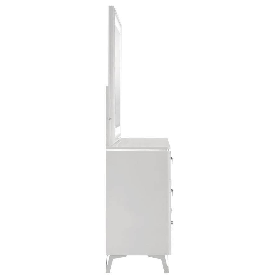 Cassia 6-drawer Dresser Cabinet with Mirror White High Gloss view 6
