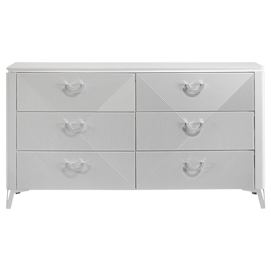 Cassia 6-drawer Bedroom Dresser Cabinet White High Gloss view 3