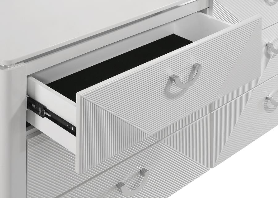Cassia 6-drawer Bedroom Dresser Cabinet White High Gloss view 7