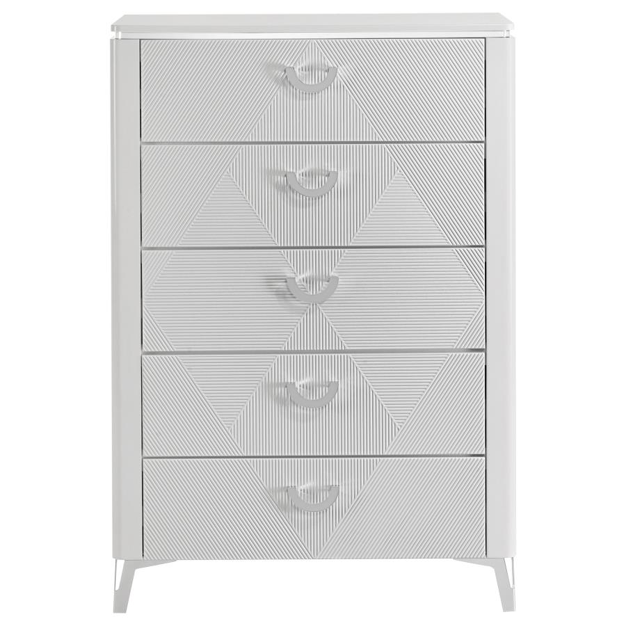 Cassia 5-drawer Bedroom Chest of Drawers White High Gloss view 3