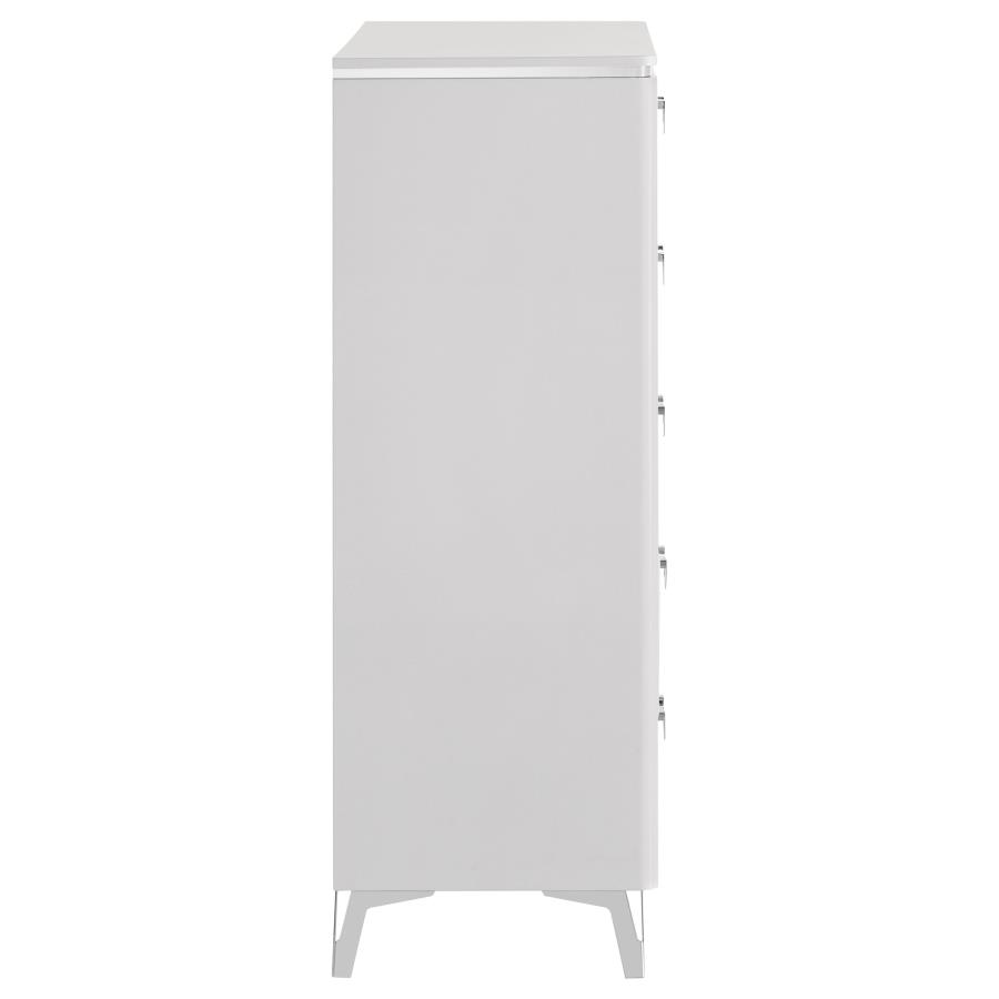 Cassia 5-drawer Bedroom Chest of Drawers White High Gloss view 6