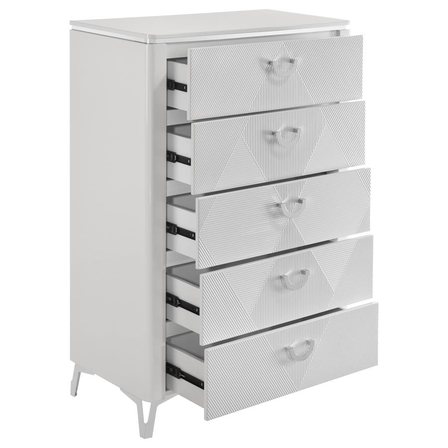 Cassia 5-drawer Bedroom Chest of Drawers White High Gloss view 7
