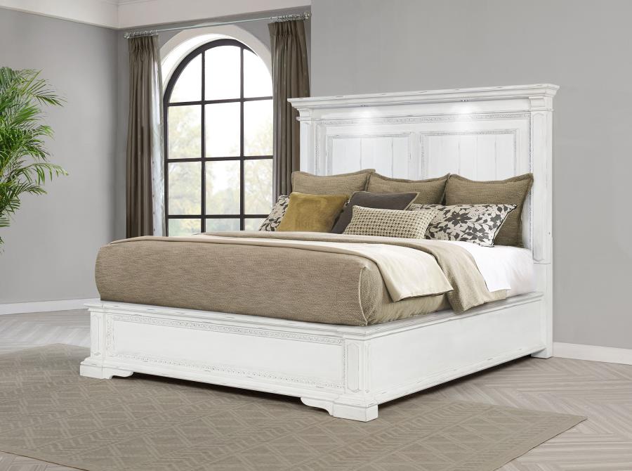 McKinney Queen LED Light Panel Bed Vintage White view 2