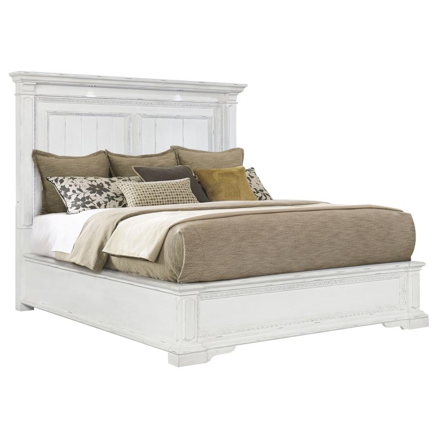 McKinney Queen LED Light Panel Bed Vintage White view 3