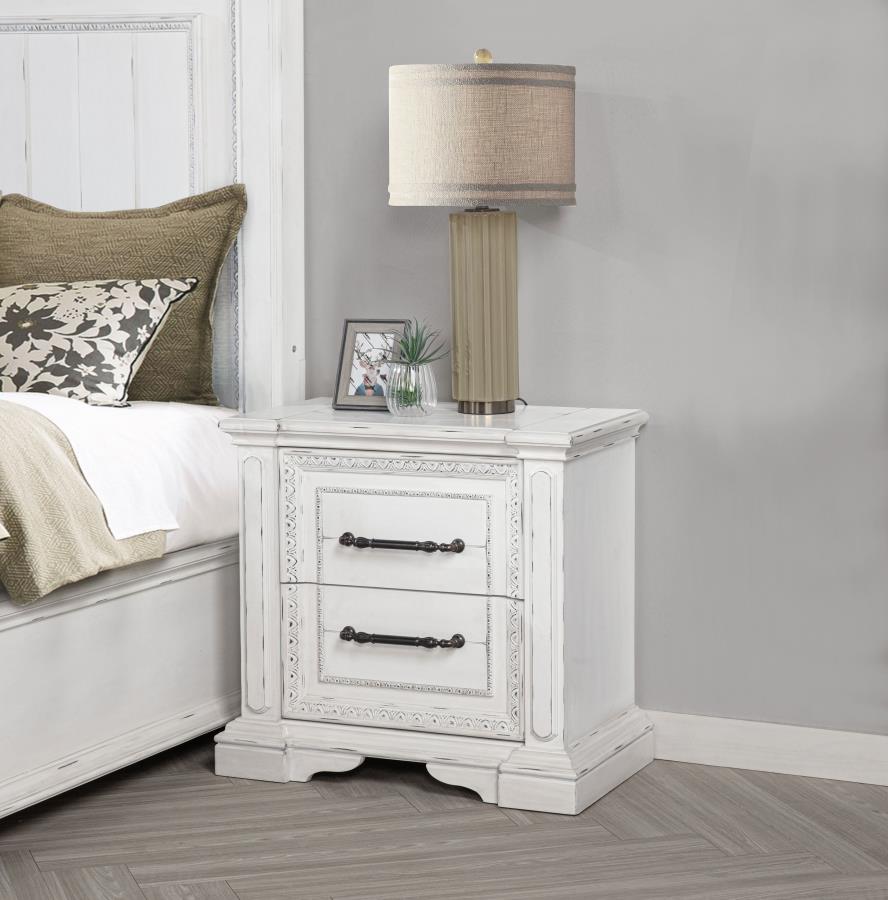McKinney 2-drawer Nightstand with Dual USB Vintage White view 2