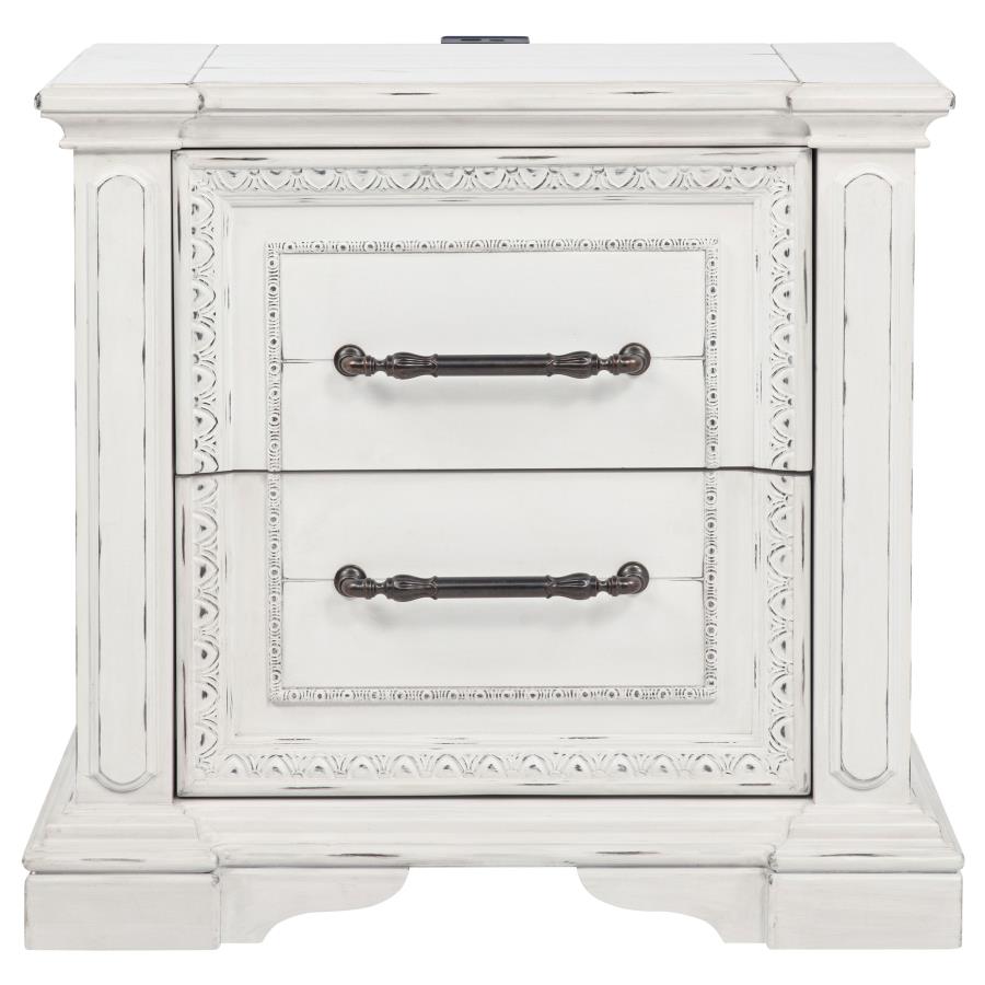 McKinney 2-drawer Nightstand with Dual USB Vintage White view 3