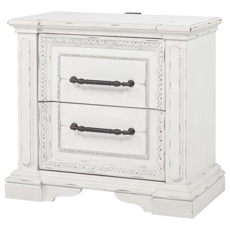 McKinney 2-drawer Nightstand with Dual USB Vintage White view 4