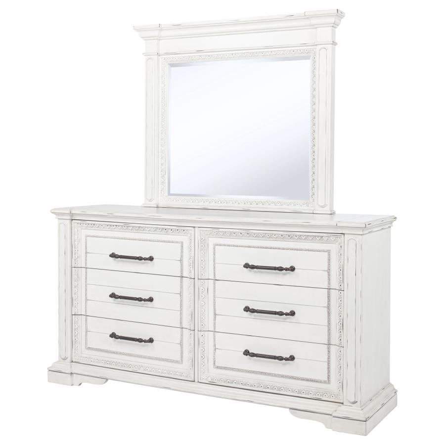 McKinney 6-drawer Bedroom Dresser with Mirror Vintage White view 4