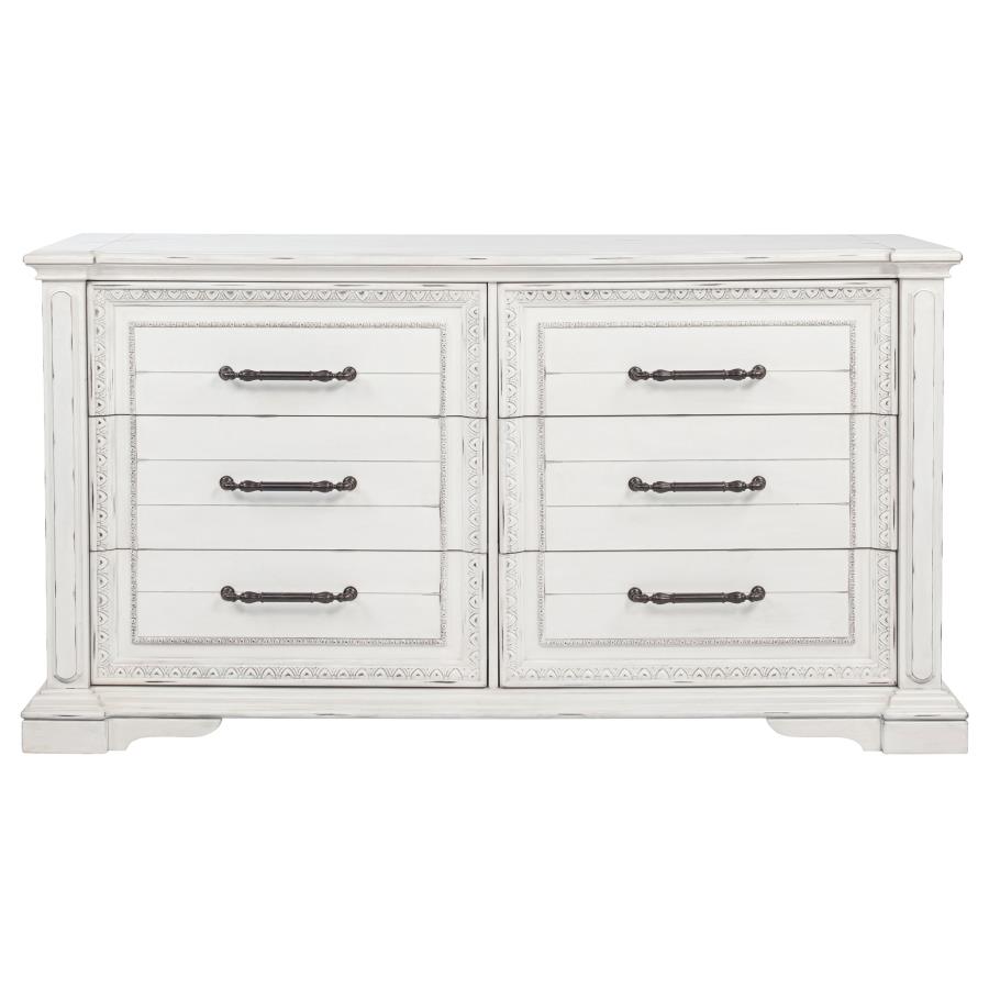 McKinney 6-drawer Bedroom Dresser Cabinet Vintage White view 3