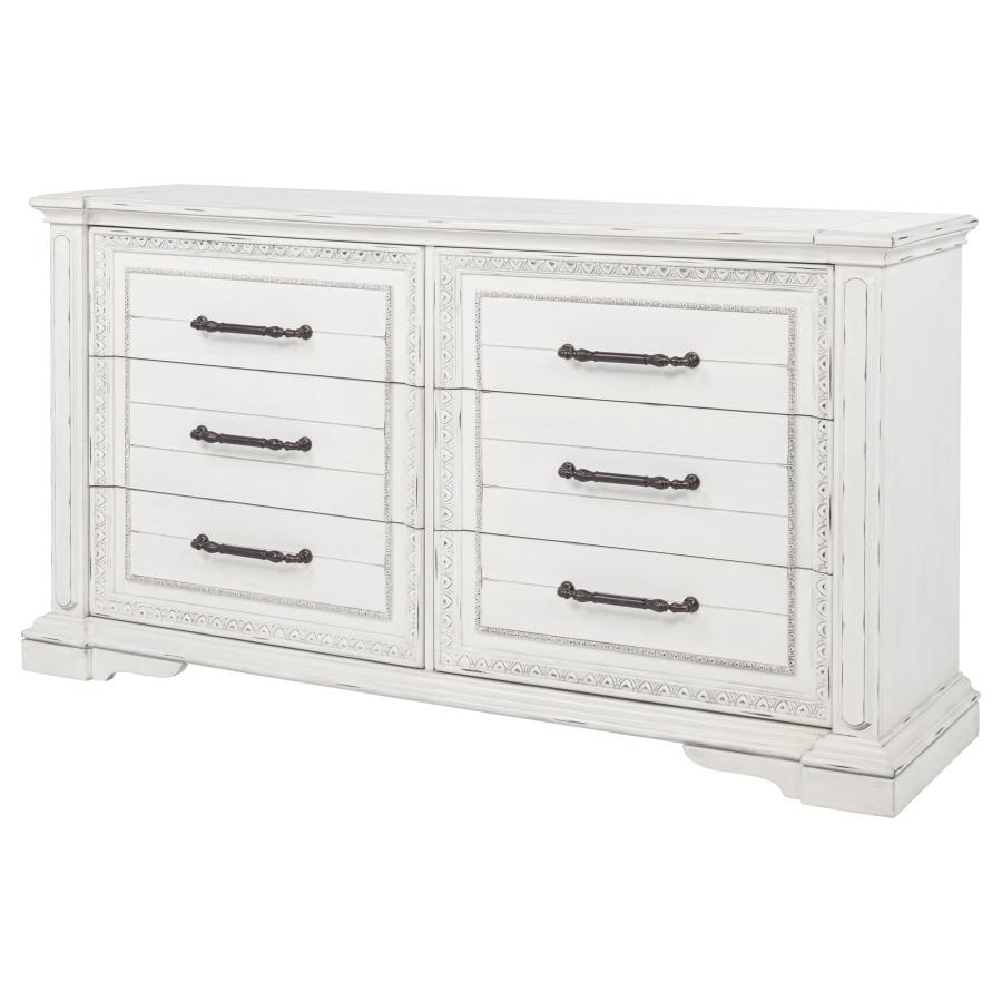 McKinney 6-drawer Bedroom Dresser Cabinet Vintage White view 4