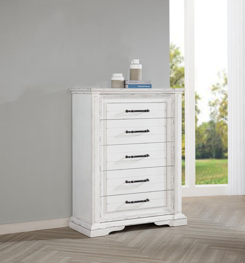 McKinney 5-drawer Bedroom Chest of Drawers Vintage White view 2