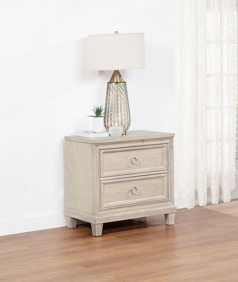Pembroke 2-drawer Nightstand Bedside Table Washed Oak view 2