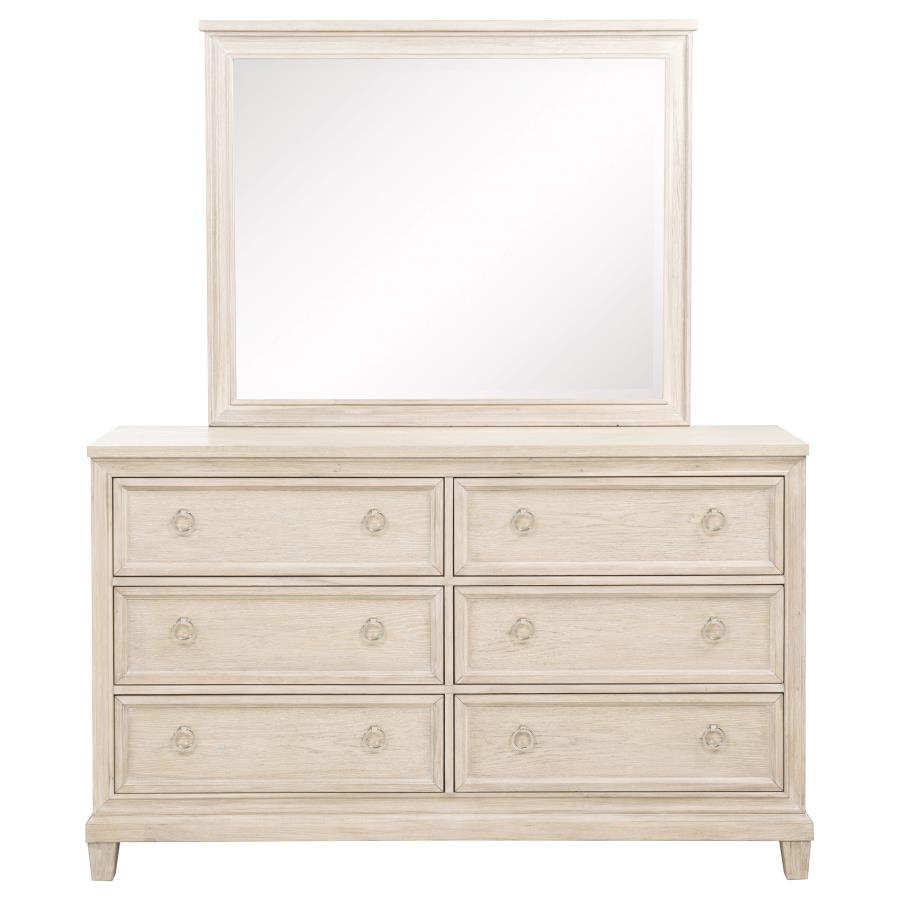 Pembroke 6-drawer Bedroom Dresser with Mirror Washed Oak view 3