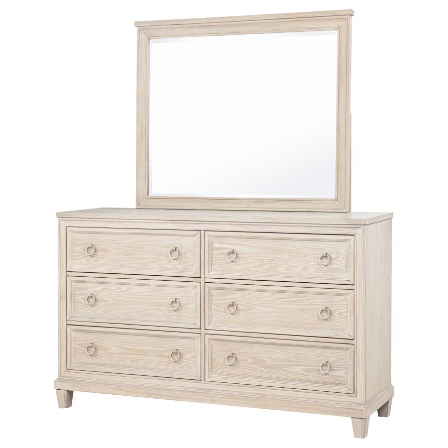 Pembroke 6-drawer Bedroom Dresser with Mirror Washed Oak view 4