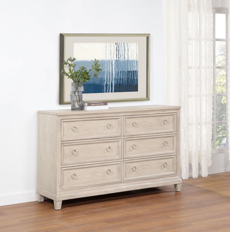 Pembroke 6-drawer Bedroom Dresser Cabinet Washed Oak view 2