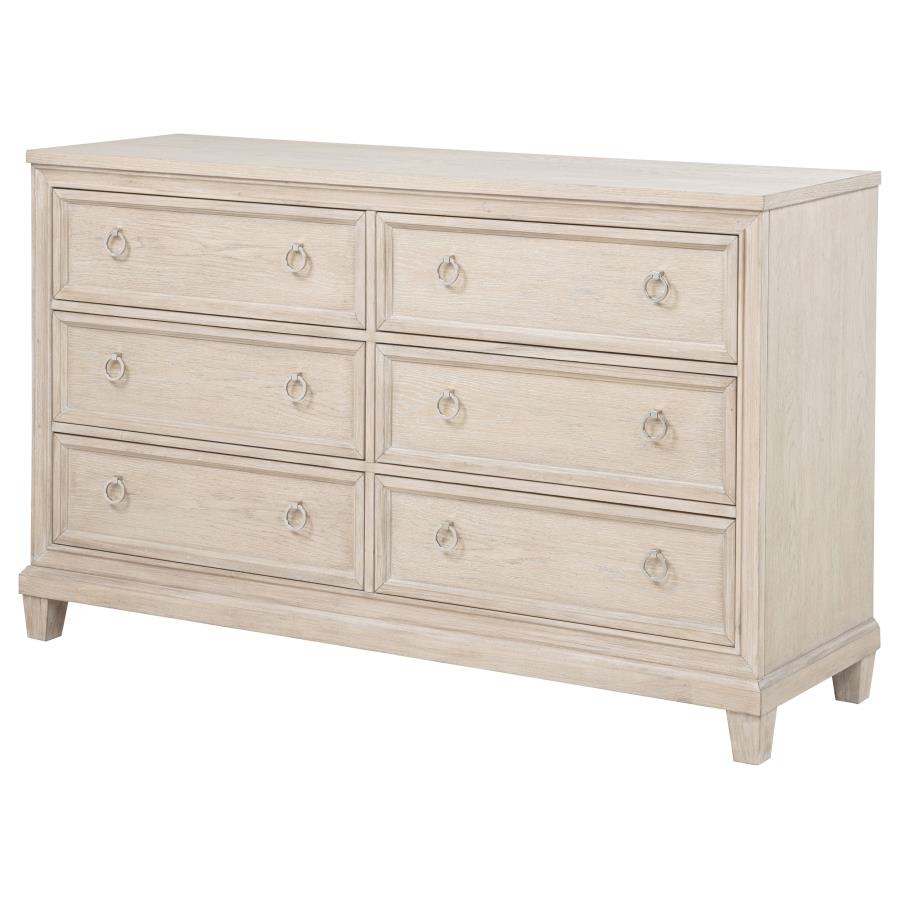 Pembroke 6-drawer Bedroom Dresser Cabinet Washed Oak view 4